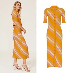 10 Crosby  Derek Lam Aurelia Shirtdress Open Back Striped Orange Pink White L